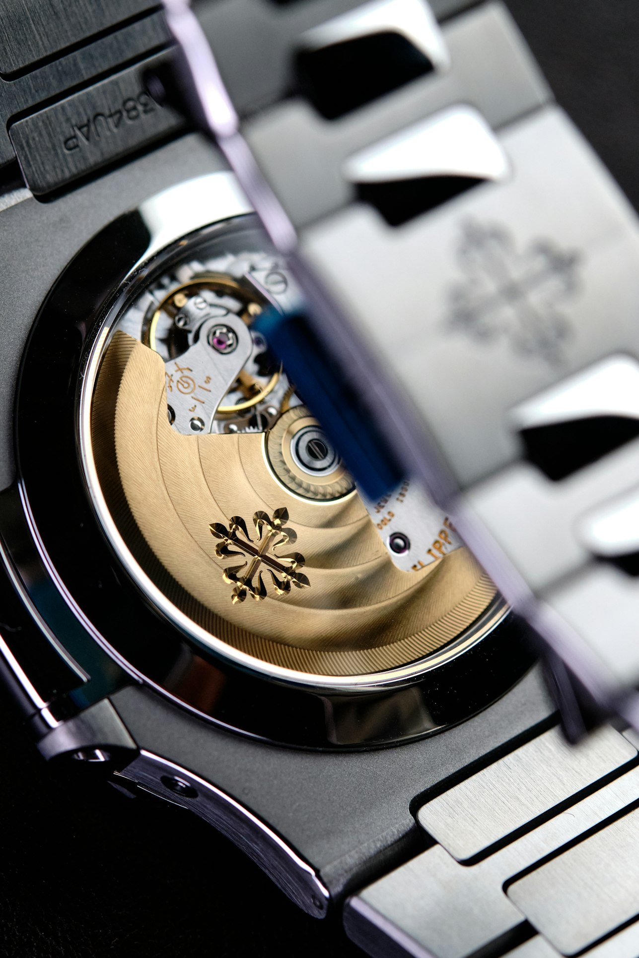 The movement of a luxury watch in close detail